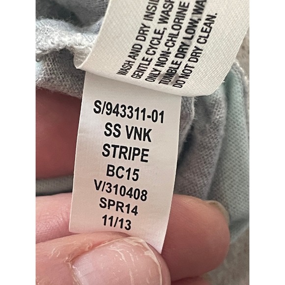 Gap Maternity Essential Pocket V Neck Striped T Sz M Gray Mint - Picture 7 of 8